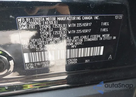 2024 Toyota Rav4 Le из США, поврежденный, VIN 2T3H1RFV1RW312702